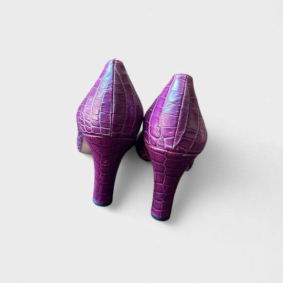 Vintage Isaac Mizrahi Vera Women’s Croc Peep Toe Heels Pink Faux Leather Sz 6 M - Picture 5 of 8